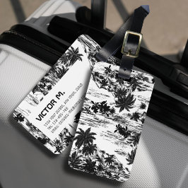 Svartvit Personlig på Tropical Hawaiian Island Bagagebricka