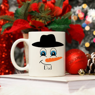 Svartvit personlig Snögubbe med eget namn Kaffemugg