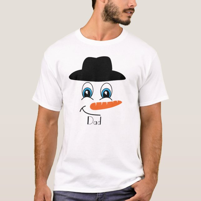Svartvit personlig Snögubbe med eget namn T Shirt (Framsida)