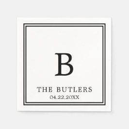 Svartvit Personligt bröllp-cocktail-Napkins Pappersservett
