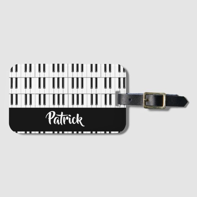 Svartvit piano mönster bagagebricka (Framsida horisontal)