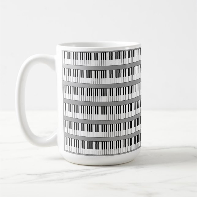 Svartvit piano tangentbord kaffemugg (Vänster)
