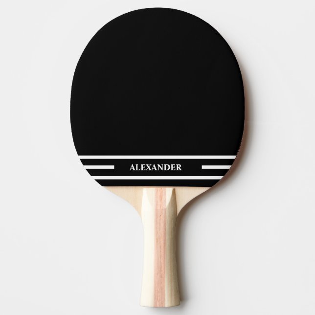 Svartvit Ping Pong Paddle med Namn Pingisracket (Framsidan)