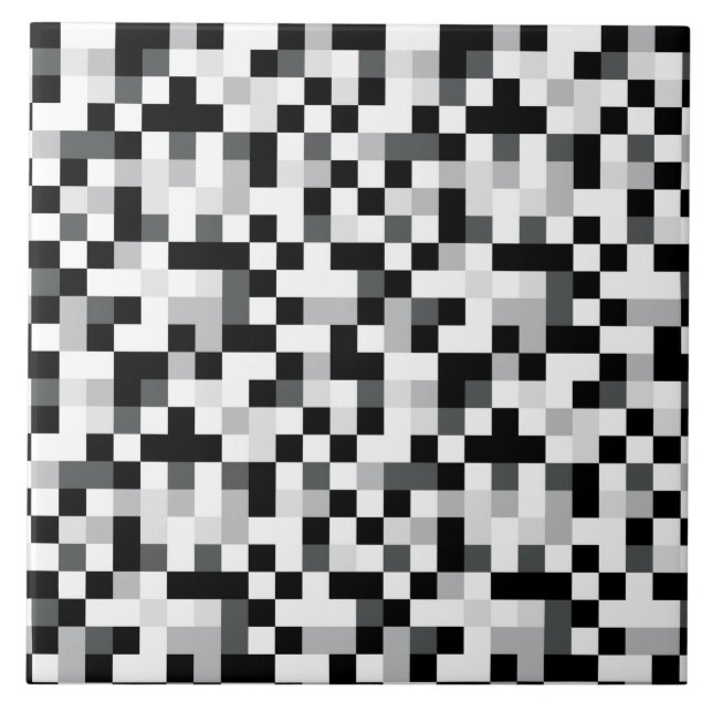 Svartvit PIXELdesign Kakelplatta (Framsidan)