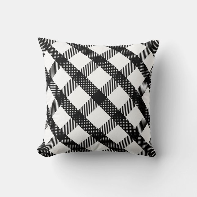 Svartvit pläddesign kudde (Framsida)