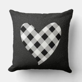 Svartvit Play Heart Dekorativ kudde