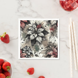 Svartvit poinsettia Grunge Art Decoupage Pappersservett