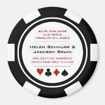 Svartvit Poker Chip Bröllop spara datum