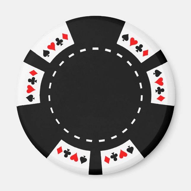 Svartvit Poker Chip Magnet (Framsidan)