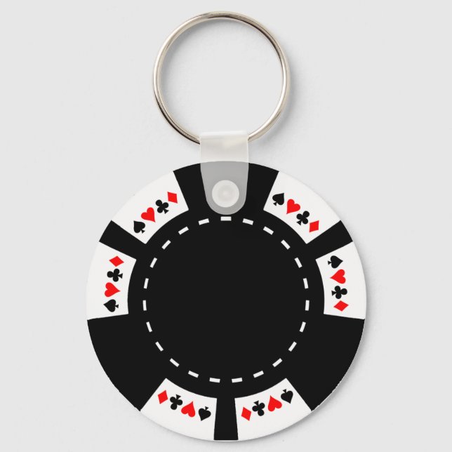 Svartvit Poker Chip Nyckelring (Framsida)