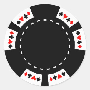 Svartvit pokerchip runt klistermärke