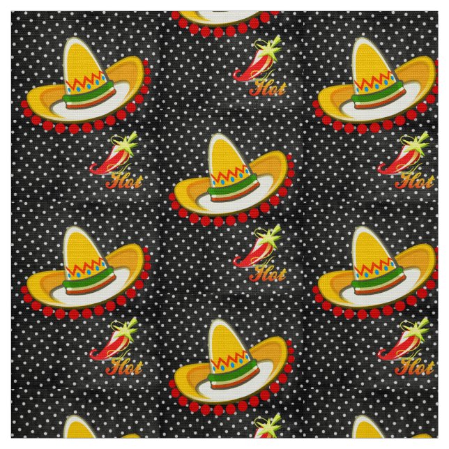 Svartvit polk a punkt, Hett Peppers Fabric Tyg (Provkarta)