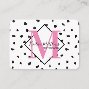 Svartvit polka - Anpassningsbar Monogram/inledande Visitkort