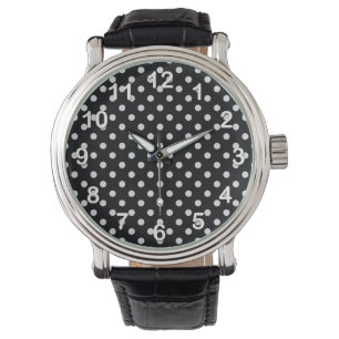 Svartvit polka Dot Mönster Armbandsur
