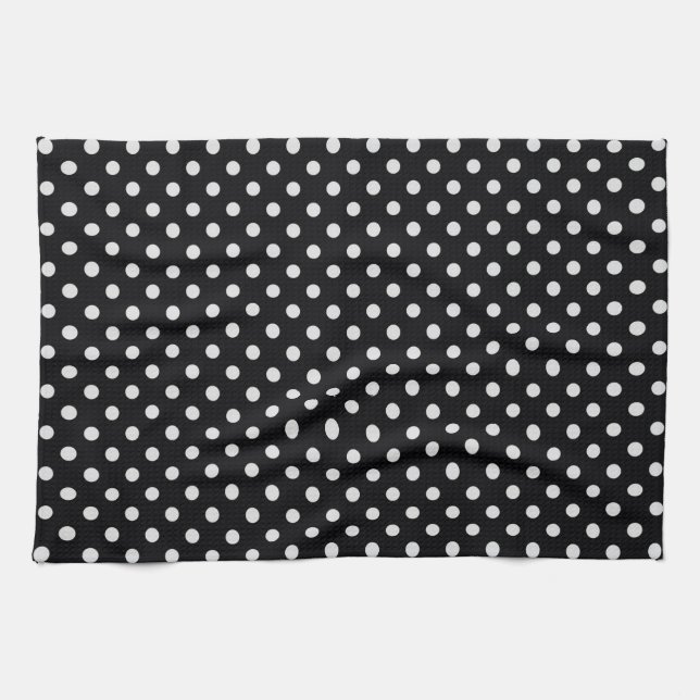 Svartvit polka Dot Mönster Kökshandduk (Horisontell)