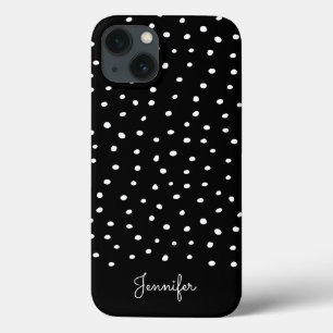 Svartvit polka Dot Mönster med Monogram