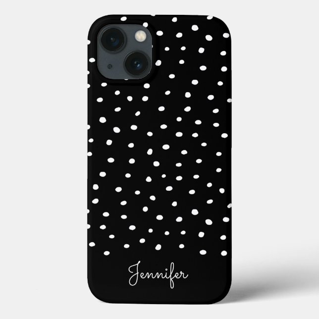 Svartvit polka Dot Mönster med Monogram (Baksida)