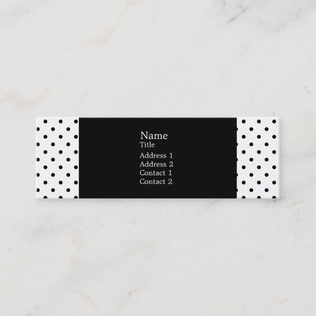Svartvit polka Dot Mönster Mini Visitkort (Framsida)