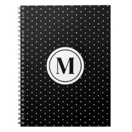 Svartvit polka Dot Mönster Monogram Anteckningsbok