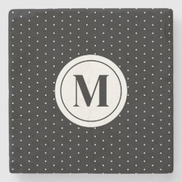 Svartvit polka Dot Mönster Monogram Stenunderlägg