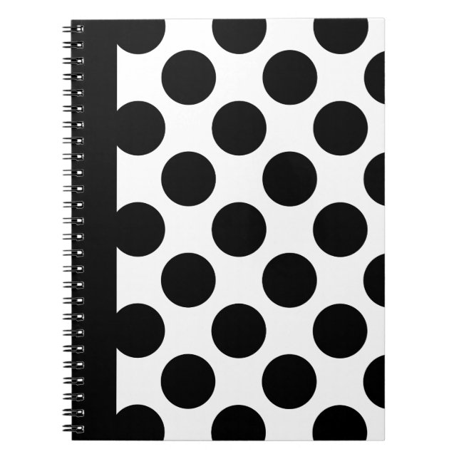 Svartvit Polka dots Anteckningsbok (Framsidan)