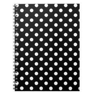 Svartvit polka dots anteckningsbok med spiral