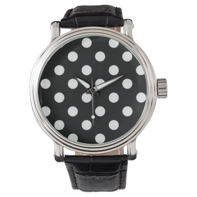 Svartvit Polka dots Armbandsur (Framsida)
