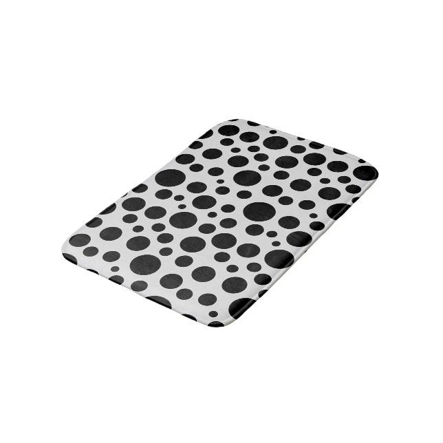 Svartvit polka dots badrumsmatta (Vinklad)