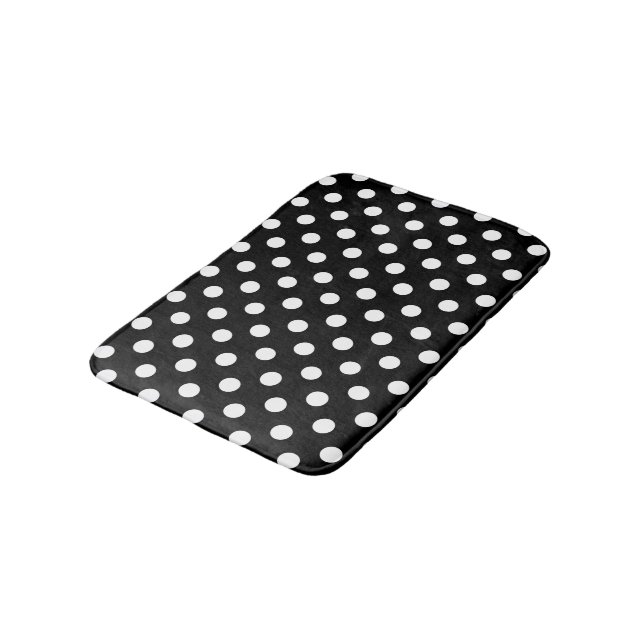 Svartvit polka dots badrumsmatta (Vinklad)