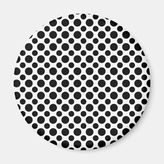 Svartvit Polka dots Big och Small Magnet (Framsidan)