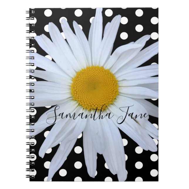 Svartvit Polka dots-Daisy, Anpassningsbar för svar Anteckningsbok (Framsidan)