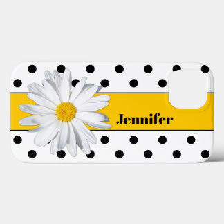 Svartvit Polka dots, Daisy iphone case