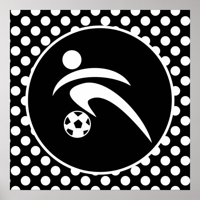 Svartvit Polka dots; Fotboll Poster (Framsidan)