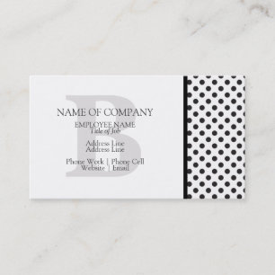 Svartvit Polka dots Grått Designer Monogrammad Visitkort