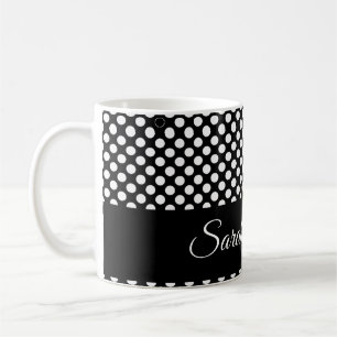 svartvit polka dots kaffemugg