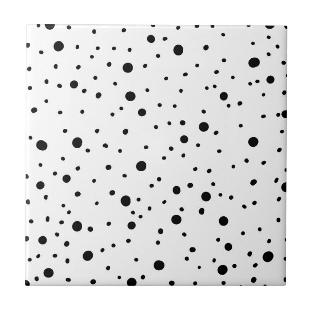 Svartvit Polka dots Kakelplatta (Framsidan)