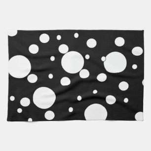 Svartvit polka dots kökshandduk