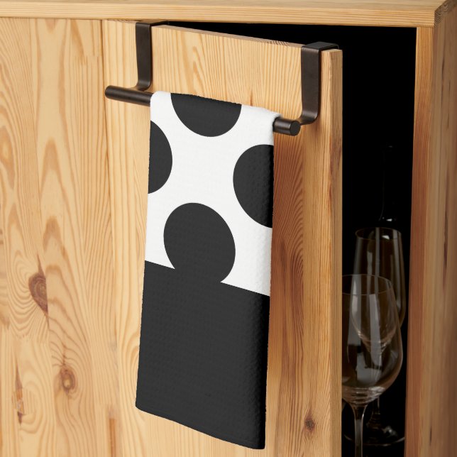 Svartvit Polka dots Kökshandduk (Thirds Fold)