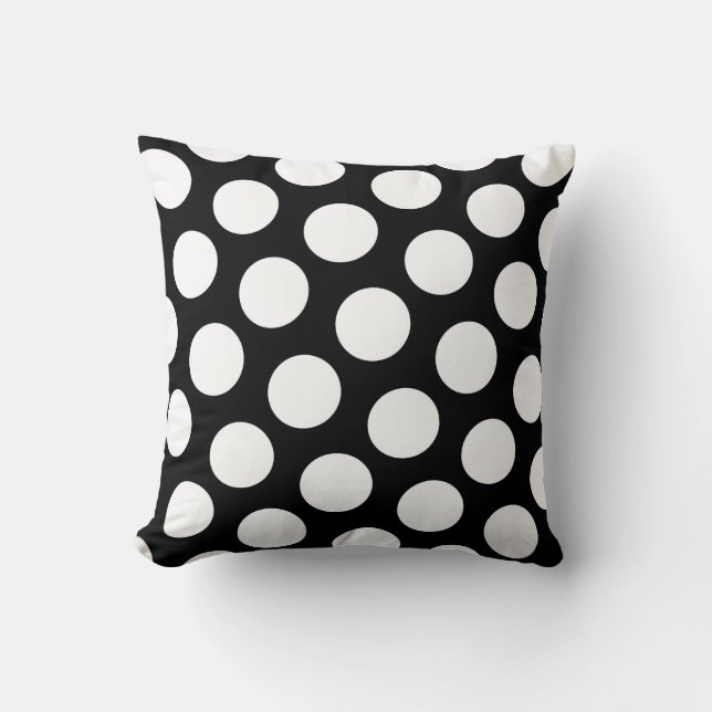 Svartvit Polka dots Kudde (Framsida)
