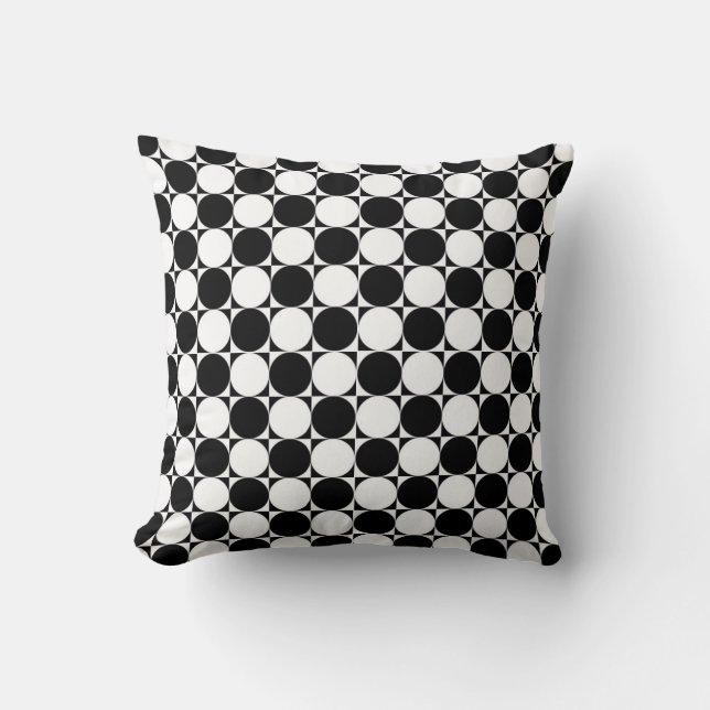 Svartvit polka dots kudde (Framsida)