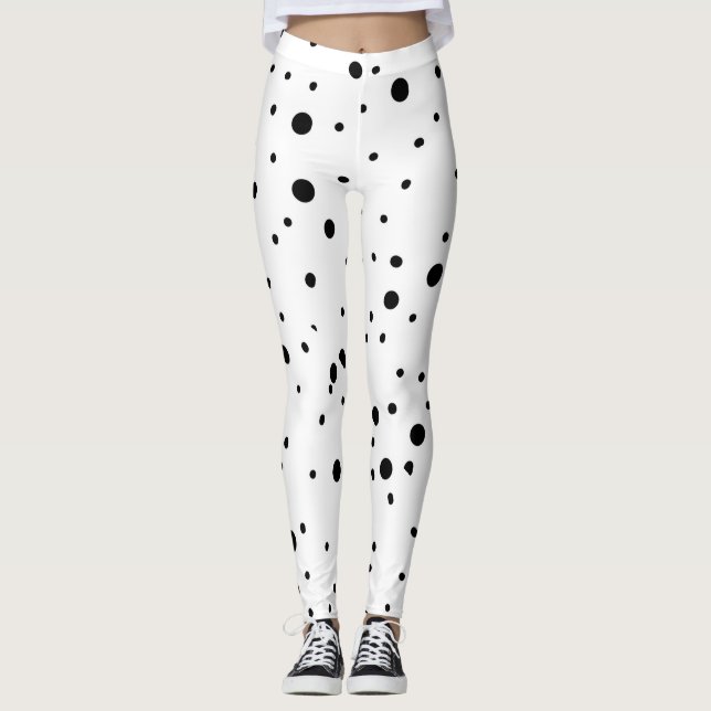 Svartvit Polka dots Leggings (Framsida)