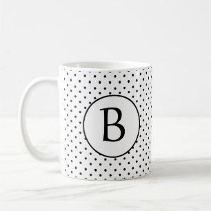 Svartvit Polka dots med Monogram Kaffemugg