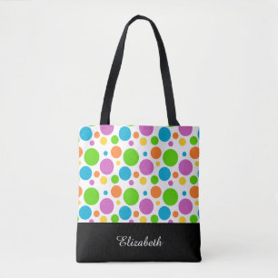 Svartvit Polka dots med Monogram Tygkasse