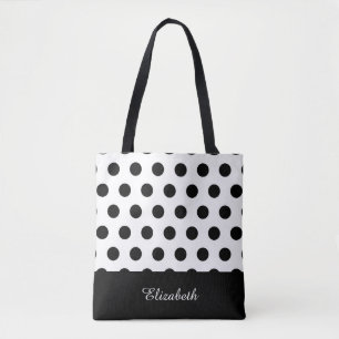 Svartvit Polka dots med Monogram Tygkasse