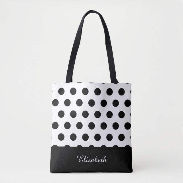 Svartvit Polka dots med Monogram Tygkasse (Framsida)