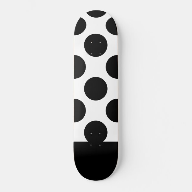 Svartvit Polka dots Mini Skateboard Bräda 18,5 Cm (Framsida)