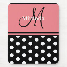 Svartvit Polka dots-monogramskript för Rosa