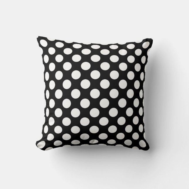 Svartvit polka dots mönster kudde (Framsida)