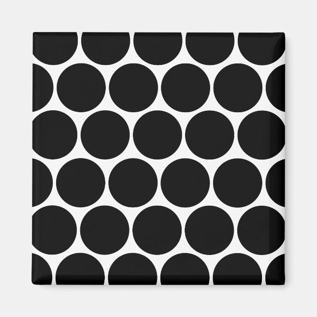 Svartvit Polka dots Mönster Magnet (Framsidan)