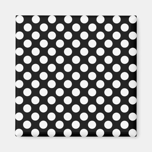 Svartvit polka dots mönster magnet (Framsidan)